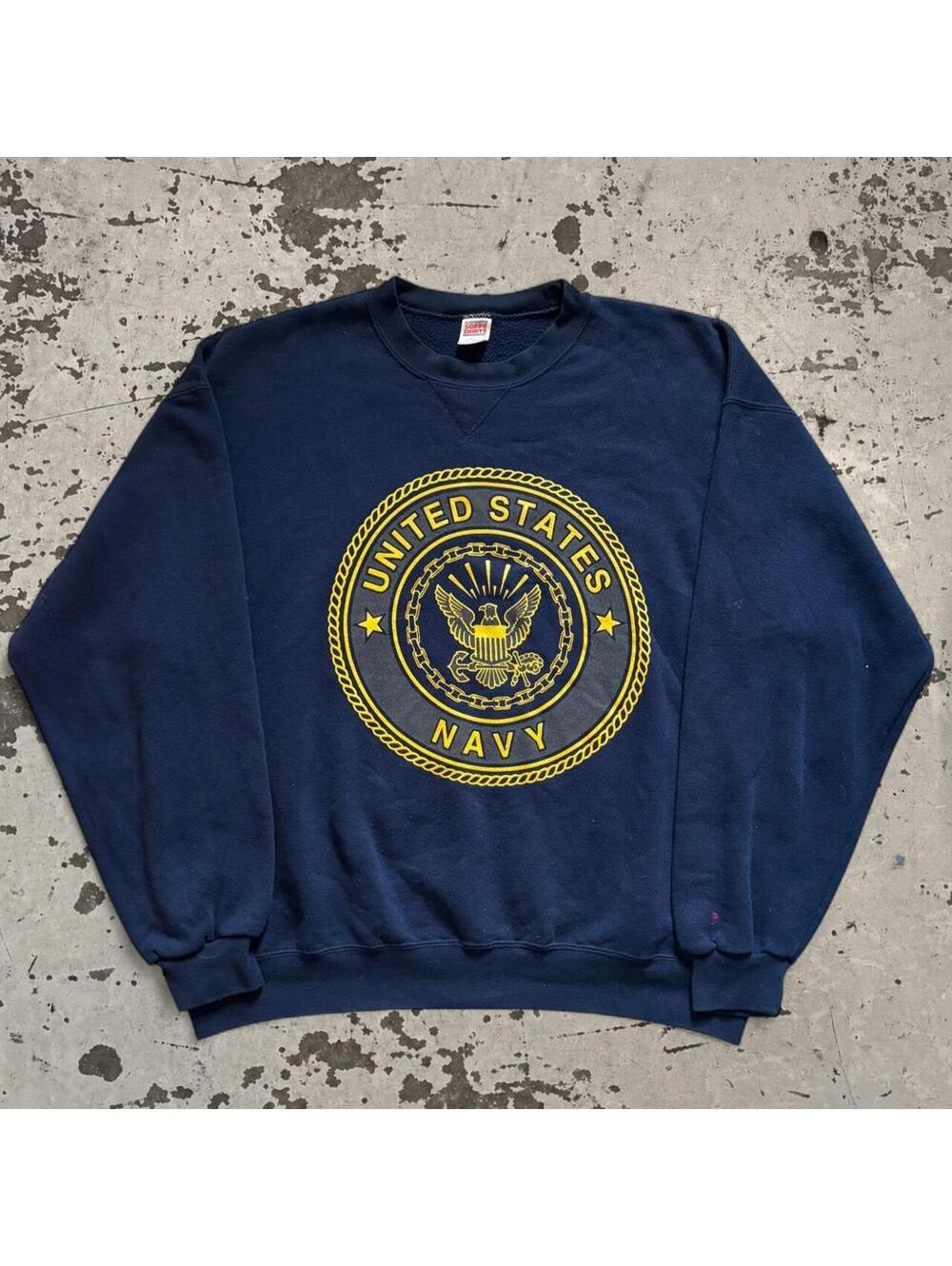 Vintage 90s Navy Sweatshirt with yellow United States Navy seal graphic